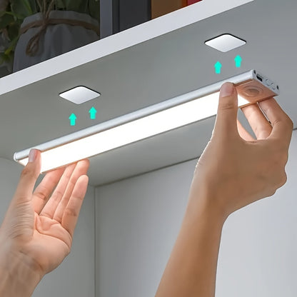 Set mit 2 LED-Bewegungsmelderleuchten - Kabellos, magnetische USB-aufladbare Beleuchtung für Schränke und Kleiderschränke, einstellbare Farbtemperatur und Helligkeit
