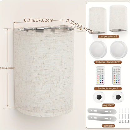 Set mit 2 RGBW Wandleuchten mit 16 Farben, Fernbedienung, Batteriebetrieb, Magnetmontage, ideal für Schlafzimmer und Wohnzimmer (Batterien nicht enthalten)