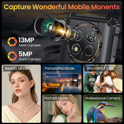 OUKITEL WP28E (2024) Handy – 16 GB RAM + 64 GB ROM (TF 1 TB), Android 14, 10600 mAh, 6,52 HD-Zoll, 13 MP + 5 MP Kamera, 4G Dual-SIM/OTG/IP68/IP69K/GPS/NFC