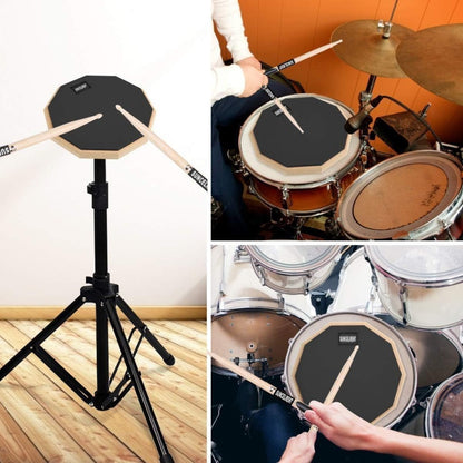 1 Packung 12-Zoll Silent Drum Pad Übungsset mit TPE-Gummioberfläche, Massivholzrahmen, Walnuss-Schlägel und Aufbewahrungstasche, für Anfänger, Heimübungen und leise Proben 30Cm