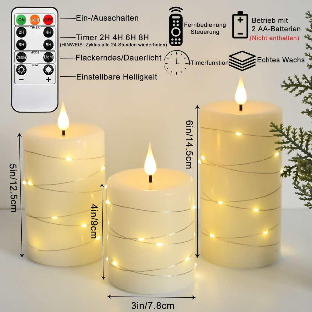 Echte Wachs-LED-Kerzen, LED-Beleuchtung für Schlafzimmer und Bett – Detailansicht 4