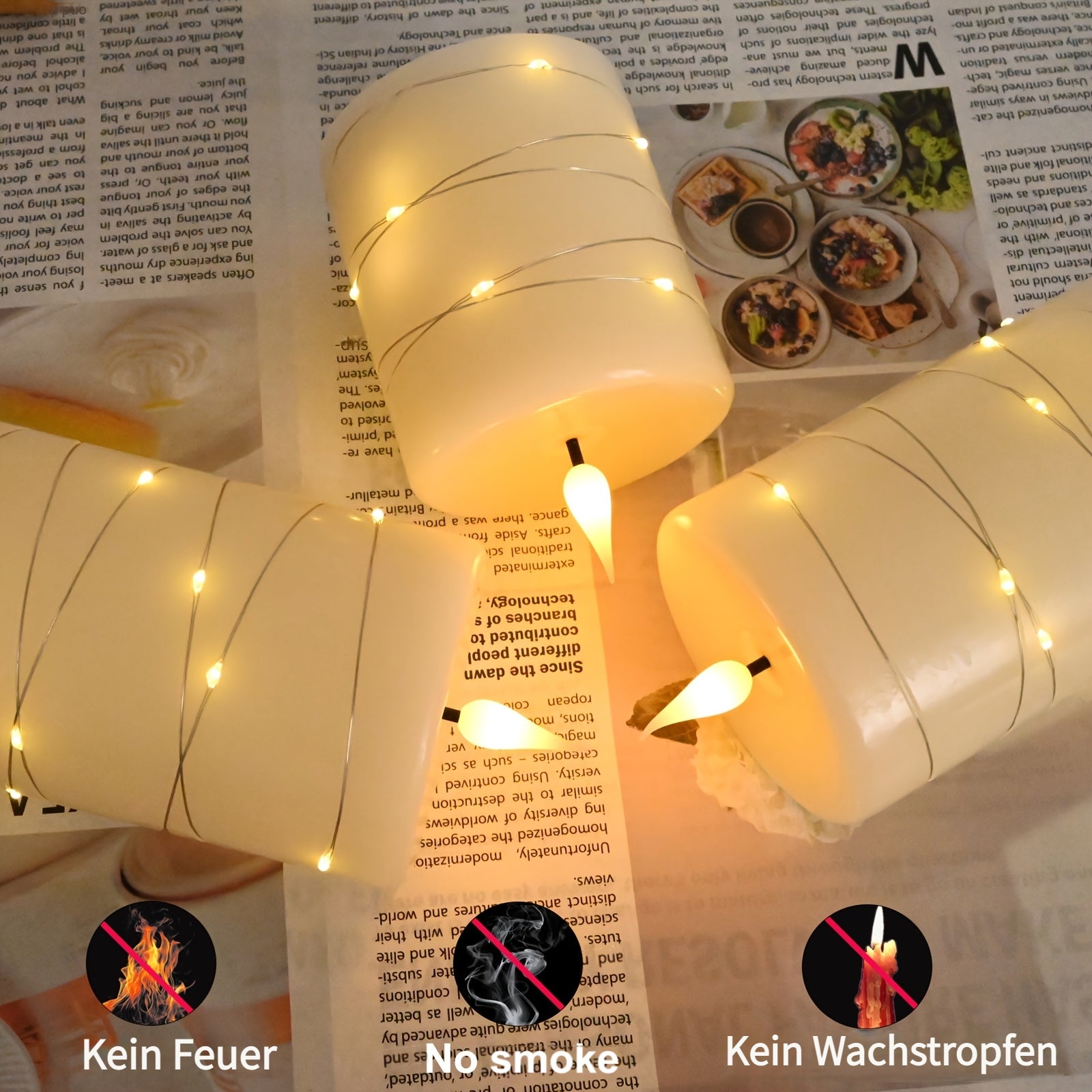 Echte Wachs-LED-Kerzen, LED-Beleuchtung für Schlafzimmer und Bett – Detailansicht 6