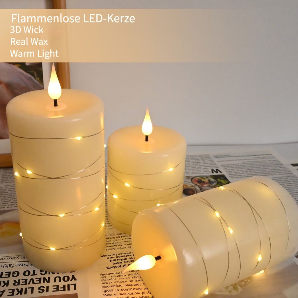 Echte Wachs-LED-Kerzen, LED-Beleuchtung für Schlafzimmer und Bett – Detailansicht 8