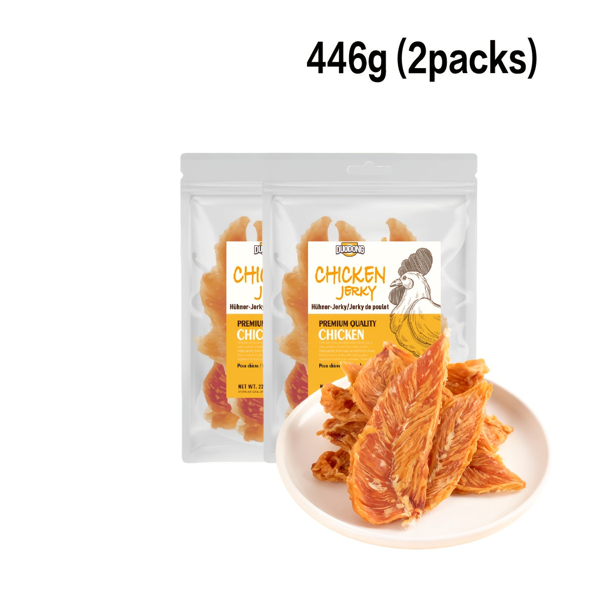 Echter Hähnchenbrust-Jerky-Hundeleckerbissen, 446g (2 x 223g Packungen) für Haustiere und Zuhause – Detailansicht 3