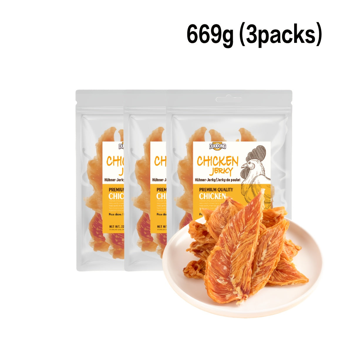Echter Hähnchenbrust-Jerky-Hundeleckerbissen, 446g (2 x 223g Packungen) für Haustiere und Zuhause – Detailansicht 5