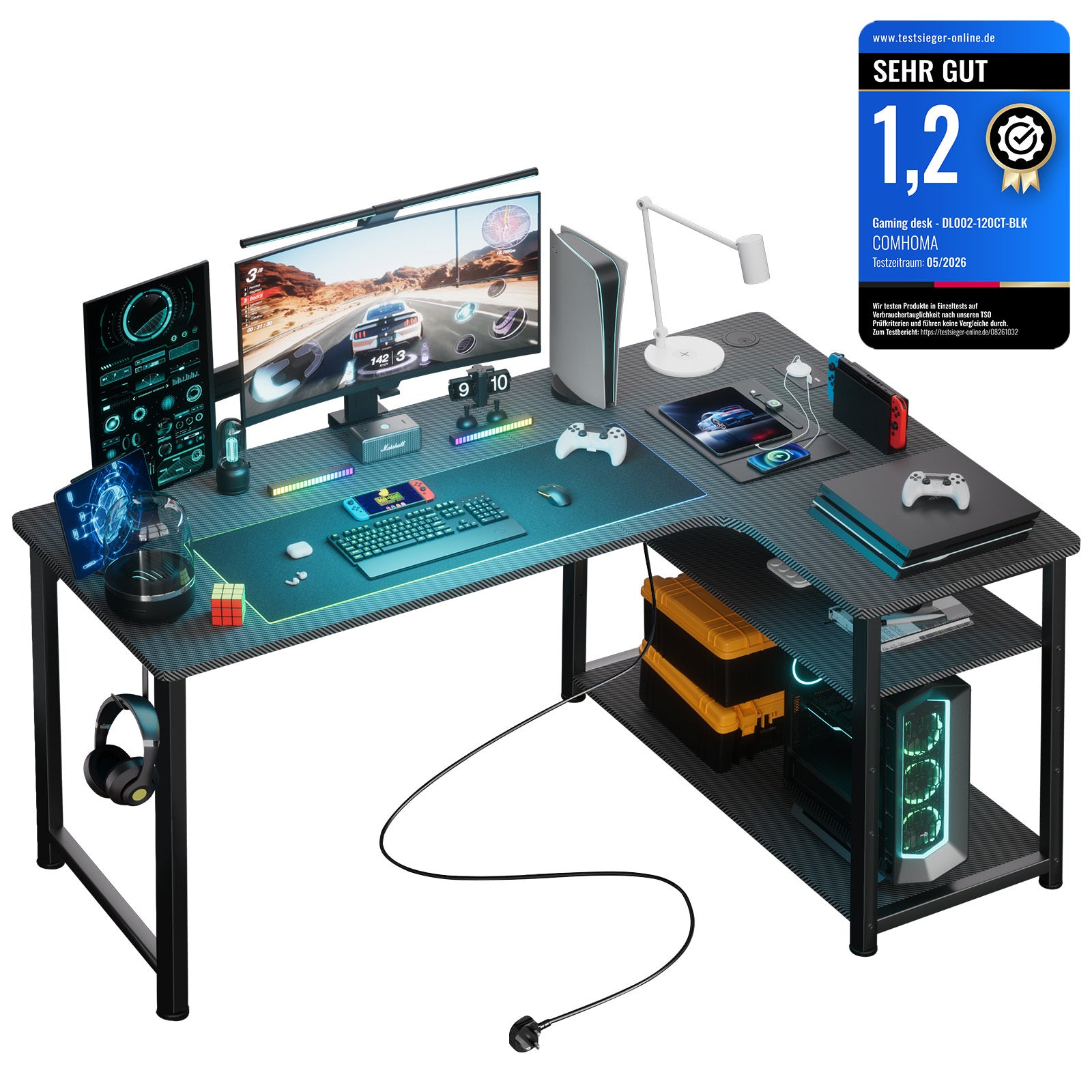 Eckschreibtisch, 120cm für Arbeitszimmer und Homeoffice – Detailansicht 3