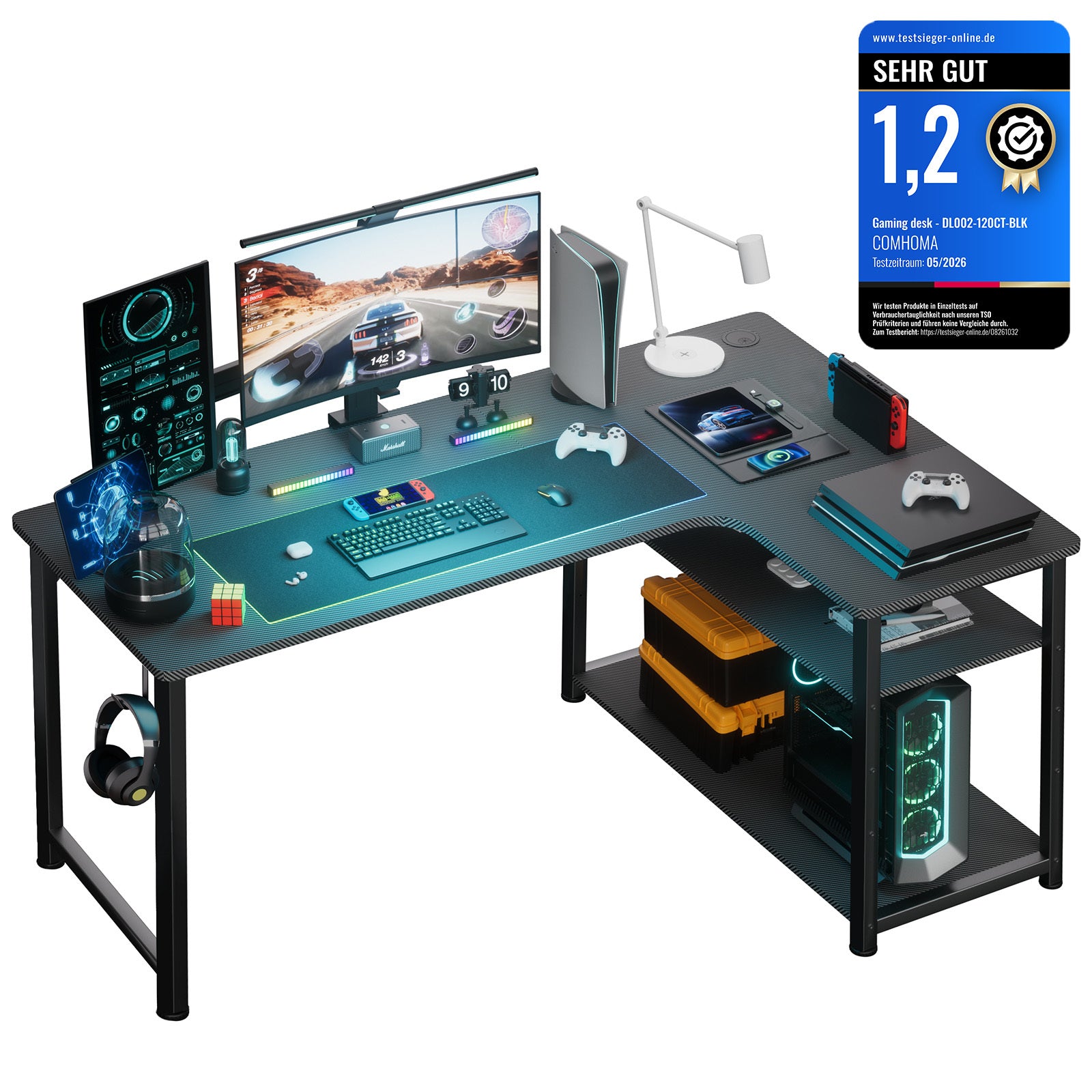 Eckschreibtisch, 120cm für Arbeitszimmer und Homeoffice – Detailansicht 13