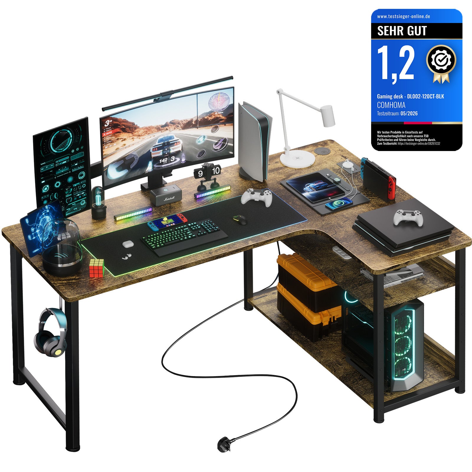 Eckschreibtisch, 120cm für Arbeitszimmer und Homeoffice – Detailansicht 14