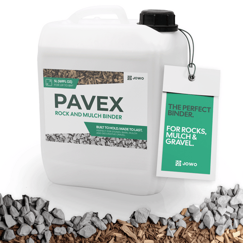PAVEX - 5L Kiesverfestiger für Steine, Mulch und Schotter Aller Art. Für Gartenwege oder Terrassen - Hält bis zu 3 Jahren.