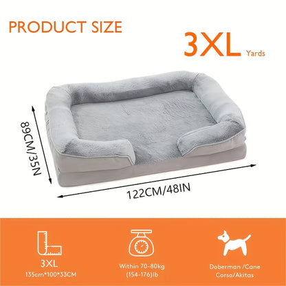 XL/XXL Orthopädisches Hundebett für große Rassen – Abnehmbares  waschbares Sofabett mit orthopädischer Eierwaffel-Unterstützung  Nackenkissen, geeignet für mittelgroße bis große Hunde  Welpen