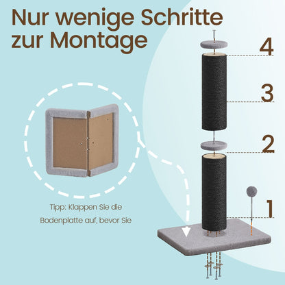 Katzenkratzbaum 50 x 40 x 85 cm, 13 cm Dicker Stamm,Katzenkratzstamm mit verstärkter Basis, Sisalstämme, Plüschballspielzeug für mittelgroße und große Katzen zum Spaß haben und Kratzen, einfaches Design, großer Katzenkratzbaum schützt Ihre Möbel, für alle