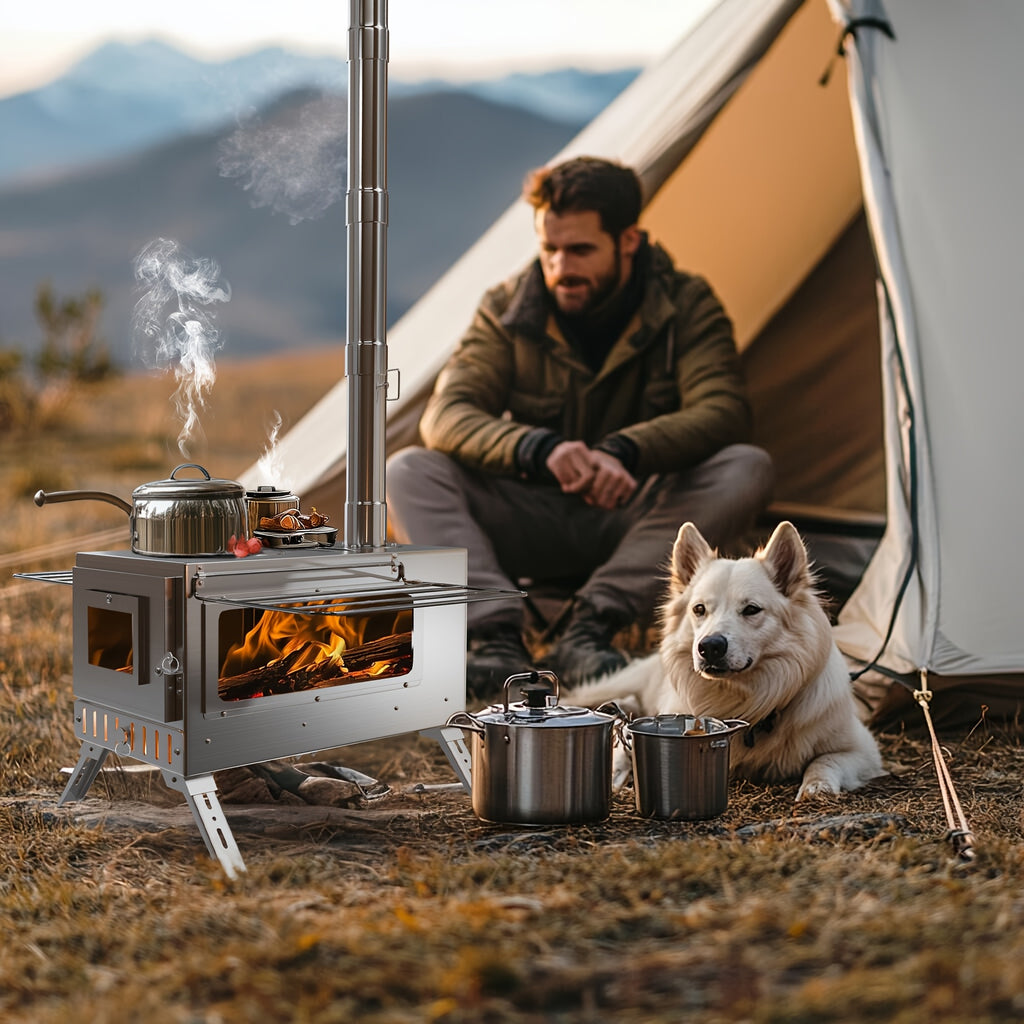 Edelstahl-Camping-Holzofen, Silbrig für Camping und Reisen – Detailansicht 4