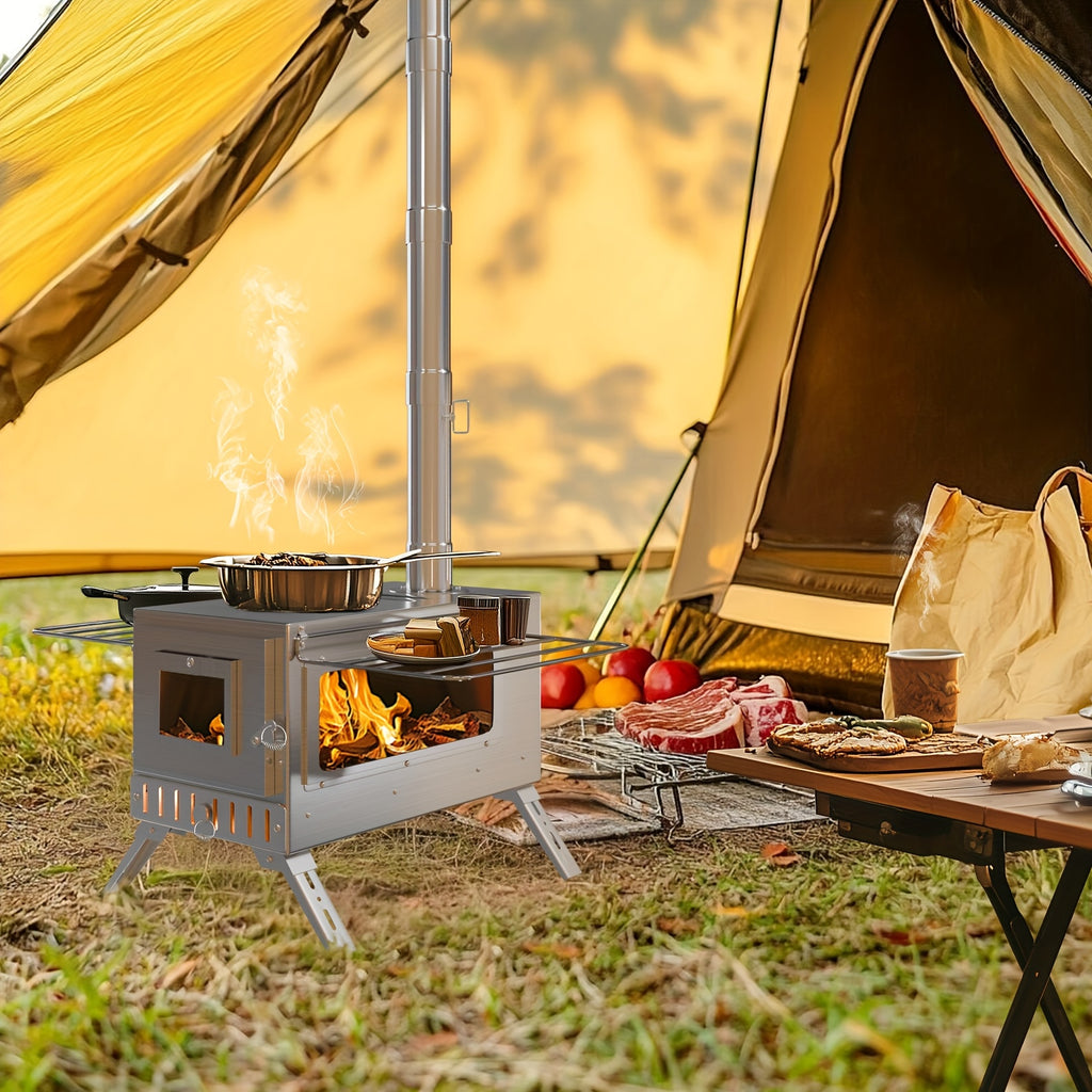 Edelstahl-Camping-Holzofen, Silbrig für Camping und Reisen – Detailansicht 6