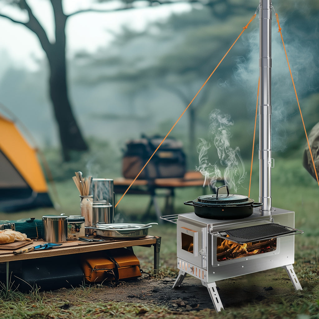 Edelstahl-Camping-Holzofen, Silbrig für Camping und Reisen – Detailansicht 9