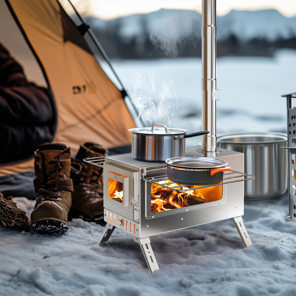 Edelstahl-Camping-Holzofen, Silbrig für Camping und Reisen – Detailansicht 12