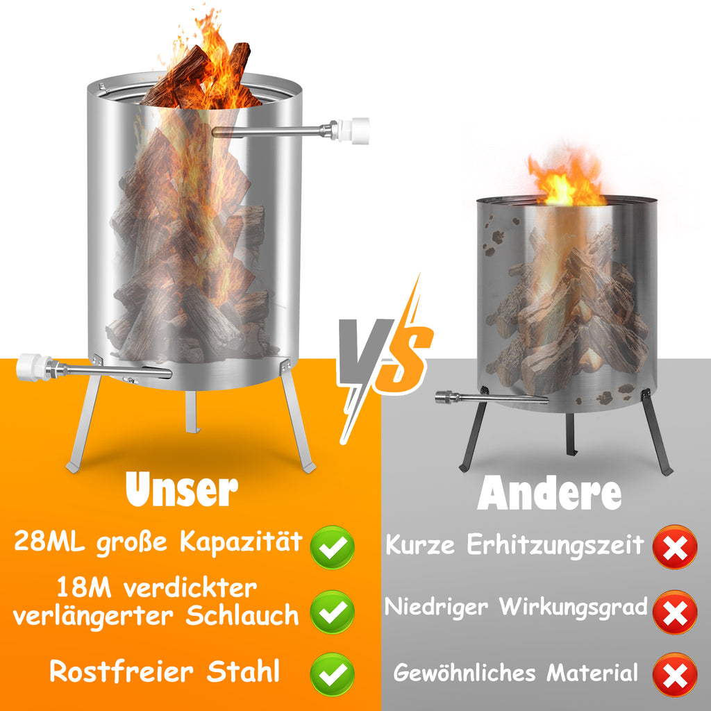 Edelstahl Feuerholz-Eimer Poolheizer, 38 mm für Außenpool-Wassererwärmung und BBQ-Grill – Detailansicht 6