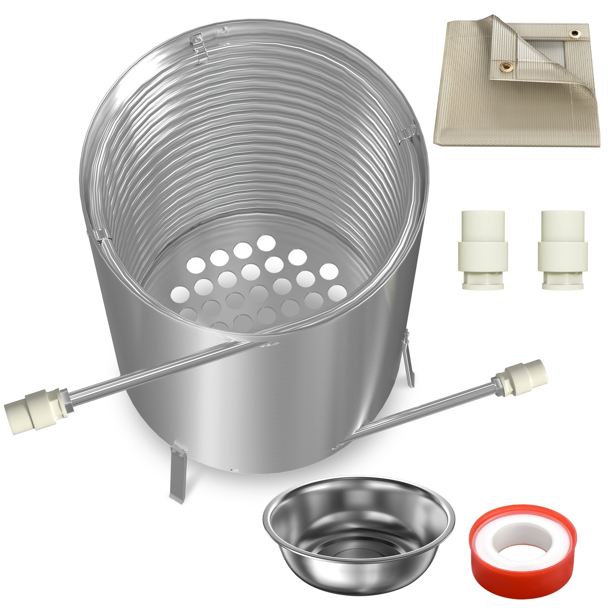 Edelstahl Feuerholz-Eimer Poolheizer, 38 mm für Außenpool-Wassererwärmung und BBQ-Grill – Detailansicht 7