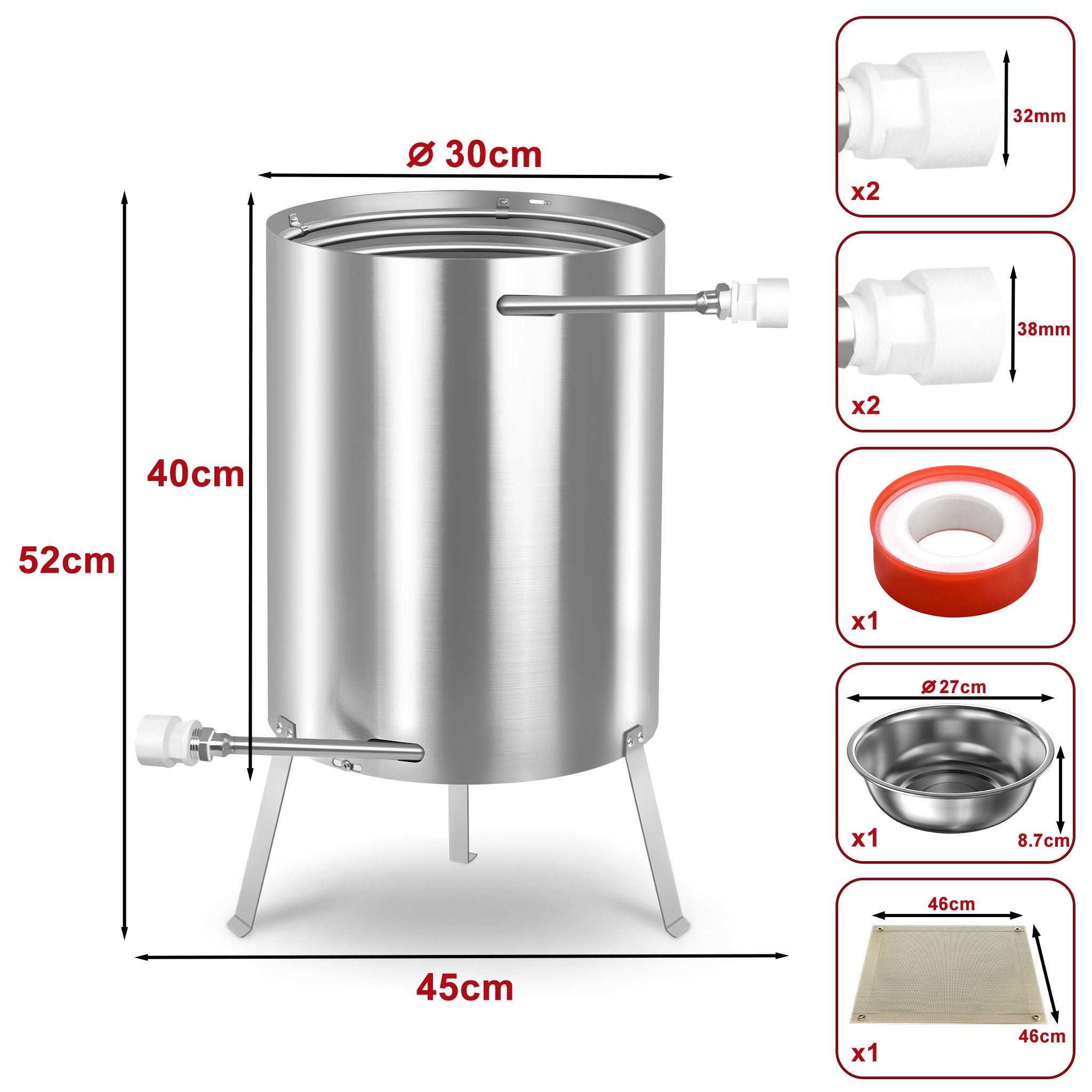 Edelstahl Holzofen Poolheizung & BBQ-Grill, 38mm für Badezimmer und Haushalt – Detailansicht 3
