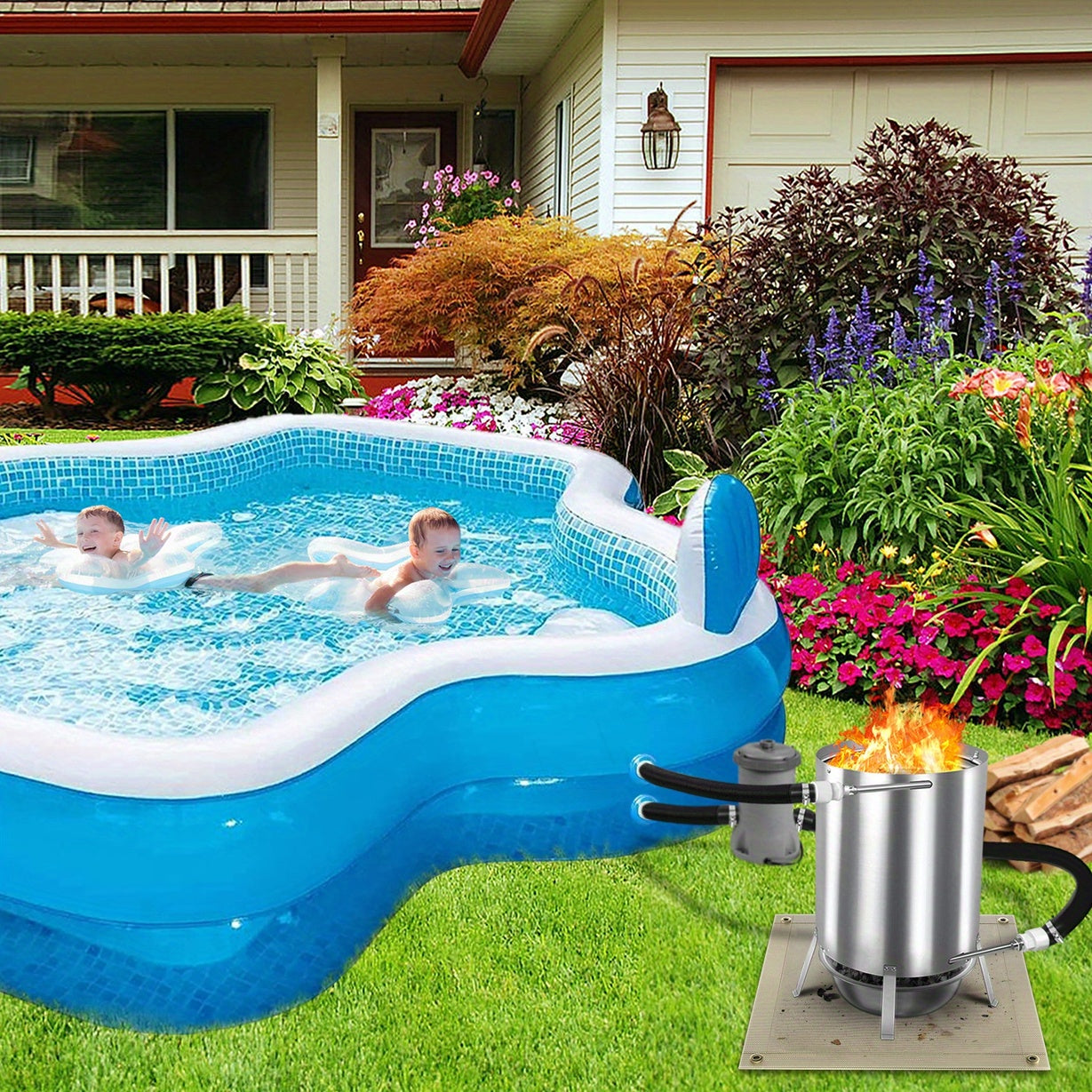 Edelstahl Holzofen Poolheizung & BBQ-Grill, 38mm für Badezimmer und Haushalt – Detailansicht 5