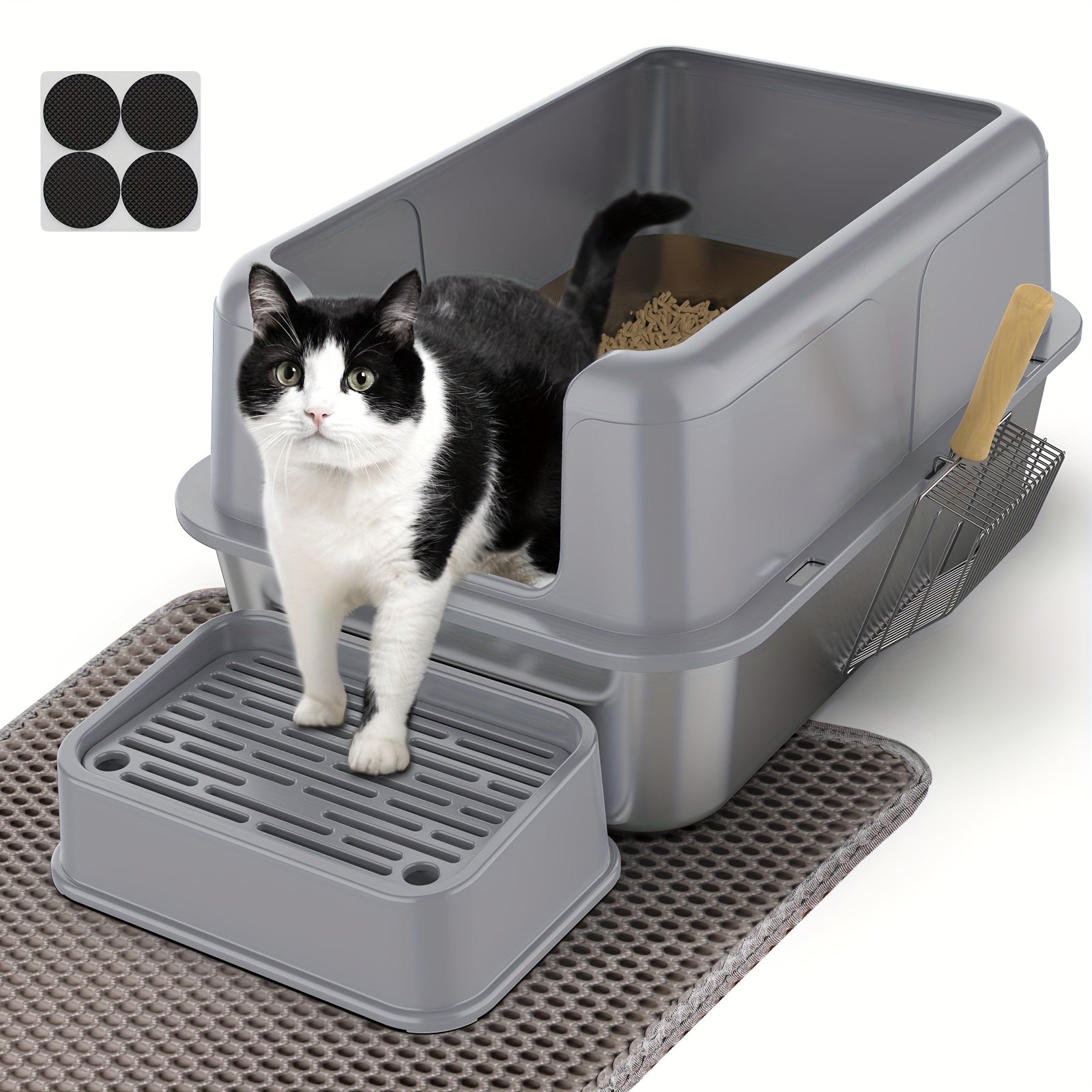 Edelstahl-Katzentoilettenschale, Metall für Haustiere und Zuhause – Hauptansicht