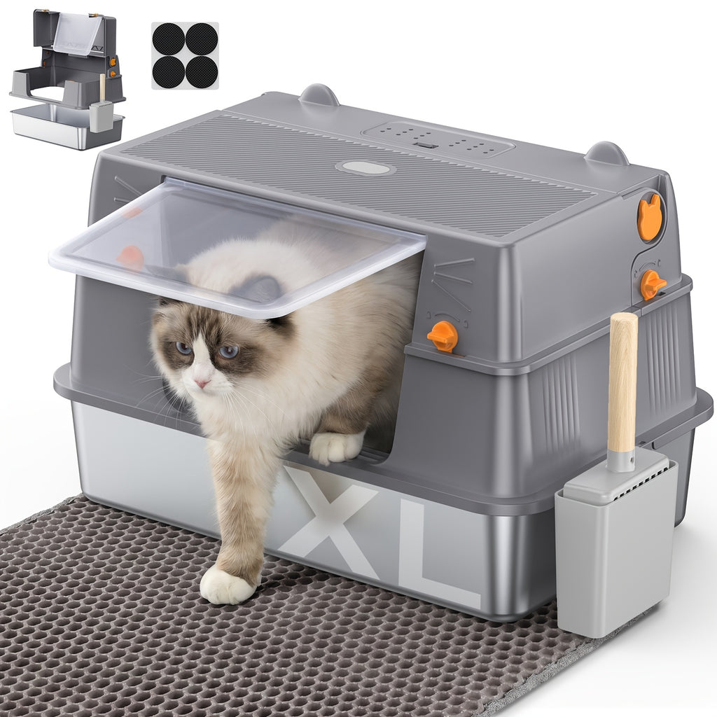 Edelstahl-Katzentoilettenschale, Metall für Haustiere und Zuhause – Detailansicht 2