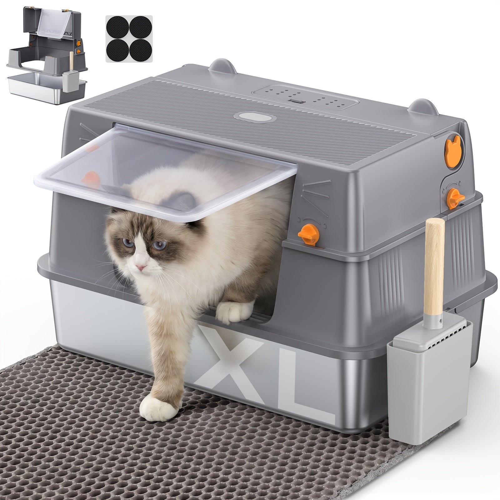 Edelstahl-Katzentoilettenschale, Metall für Haustiere und Zuhause – Detailansicht 2