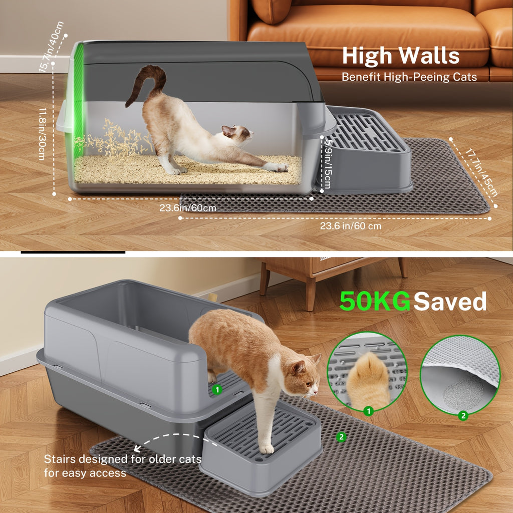 Edelstahl-Katzentoilettenschale, Metall für Haustiere und Zuhause – Detailansicht 4