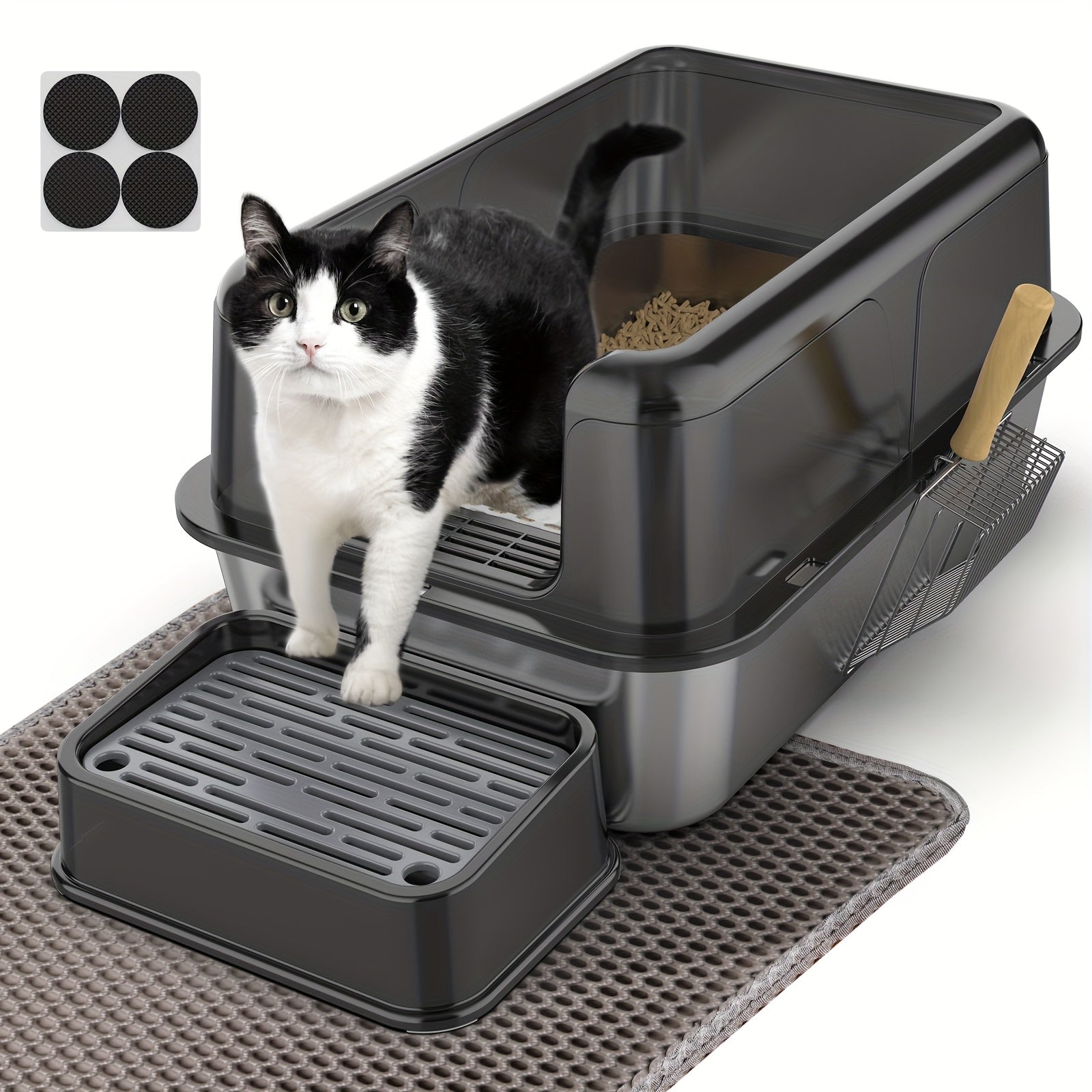 Edelstahl-Katzentoilettenschale, Metall für Haustiere und Zuhause – Detailansicht 6