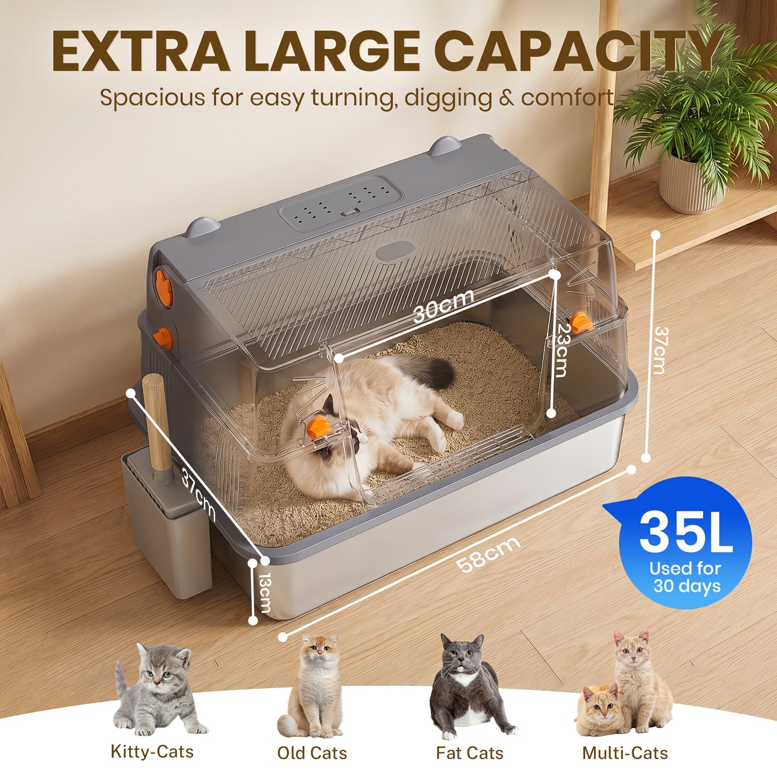Edelstahl-Katzentoilettenschale, Metall für Haustiere und Zuhause – Detailansicht 8