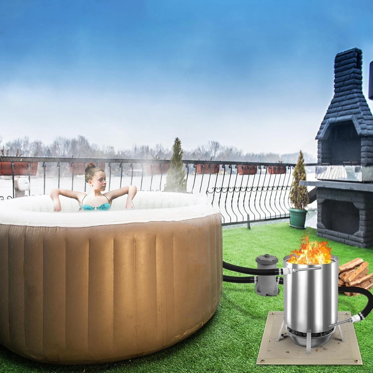 Edelstahl-Poolheizungseimer, 1Stk für Poolheizung BBQ und Alltag – Detailansicht 8