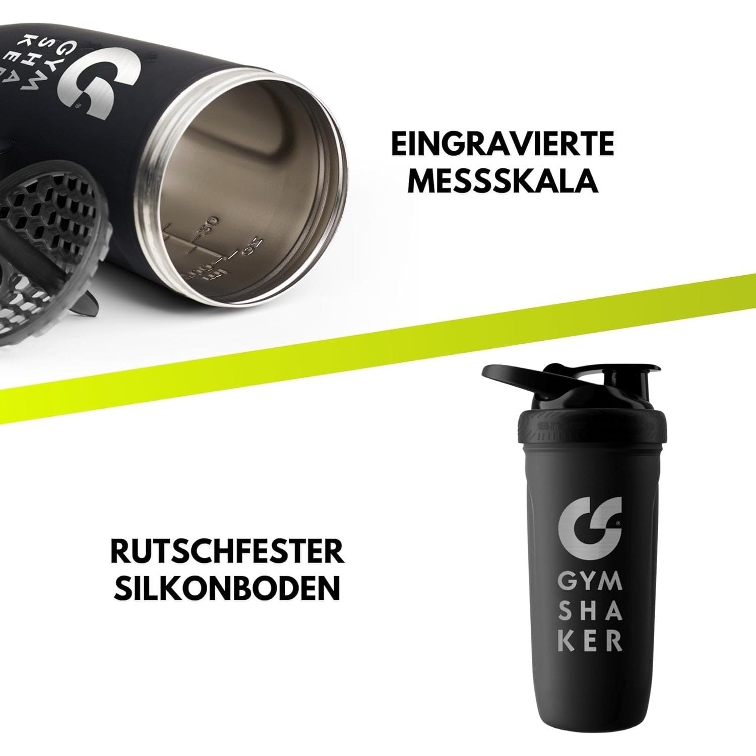 Edelstahl Protein Shaker, 900ml für cremige Shakes und Alltag – Detailansicht 4