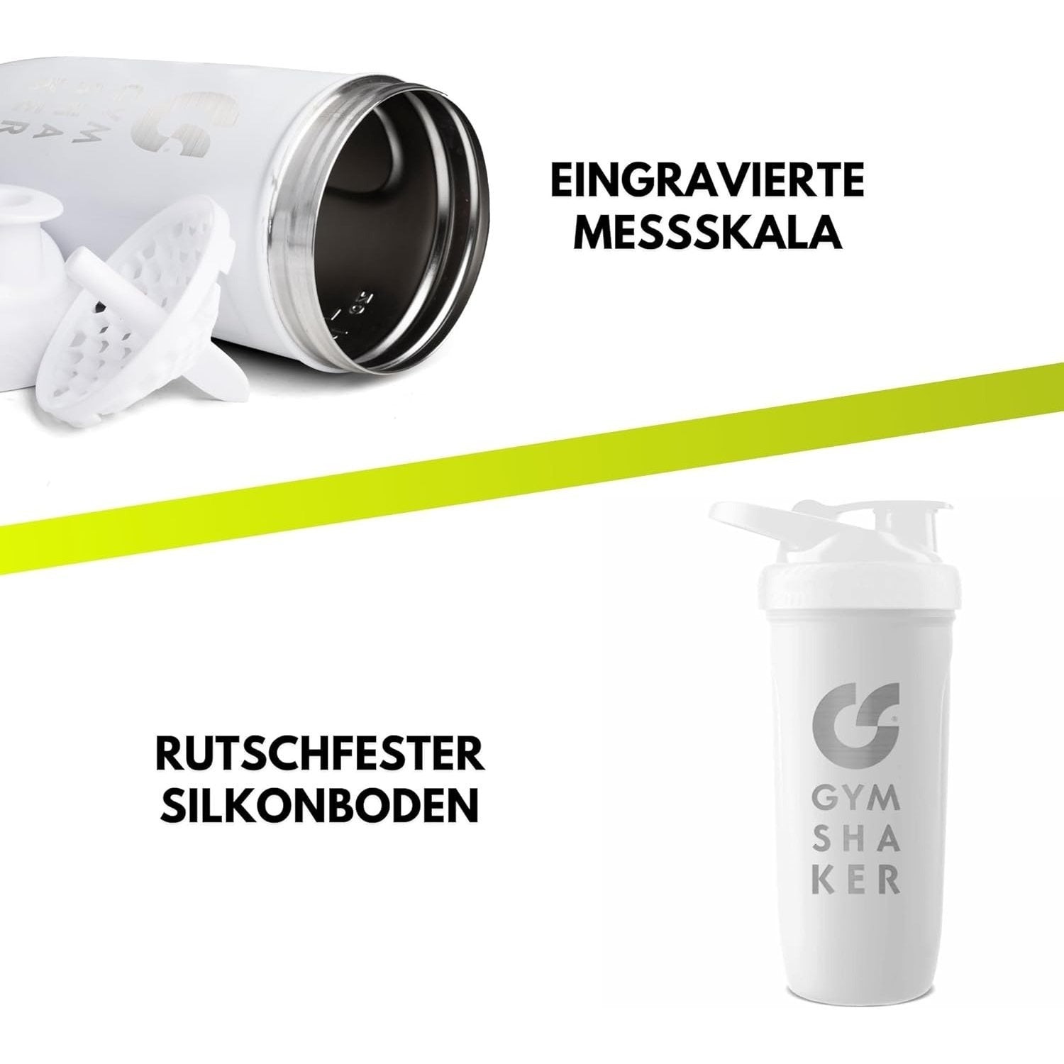 Edelstahl Protein Shaker, 900ml für cremige Shakes und Alltag – Detailansicht 10