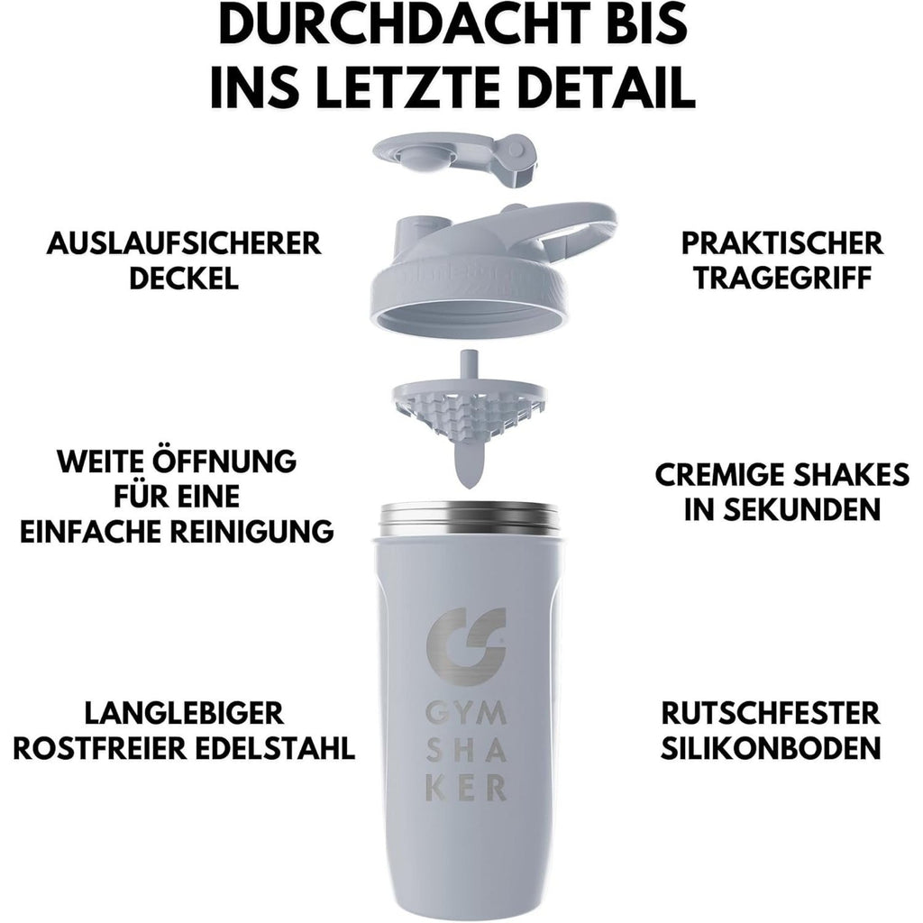 Edelstahl Protein Shaker, 900ml für cremige Shakes und Alltag – Detailansicht 14