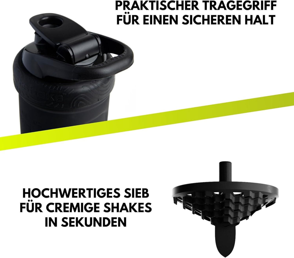 Edelstahl Protein Shaker, 900ml für cremige Shakes und Alltag – Detailansicht 20
