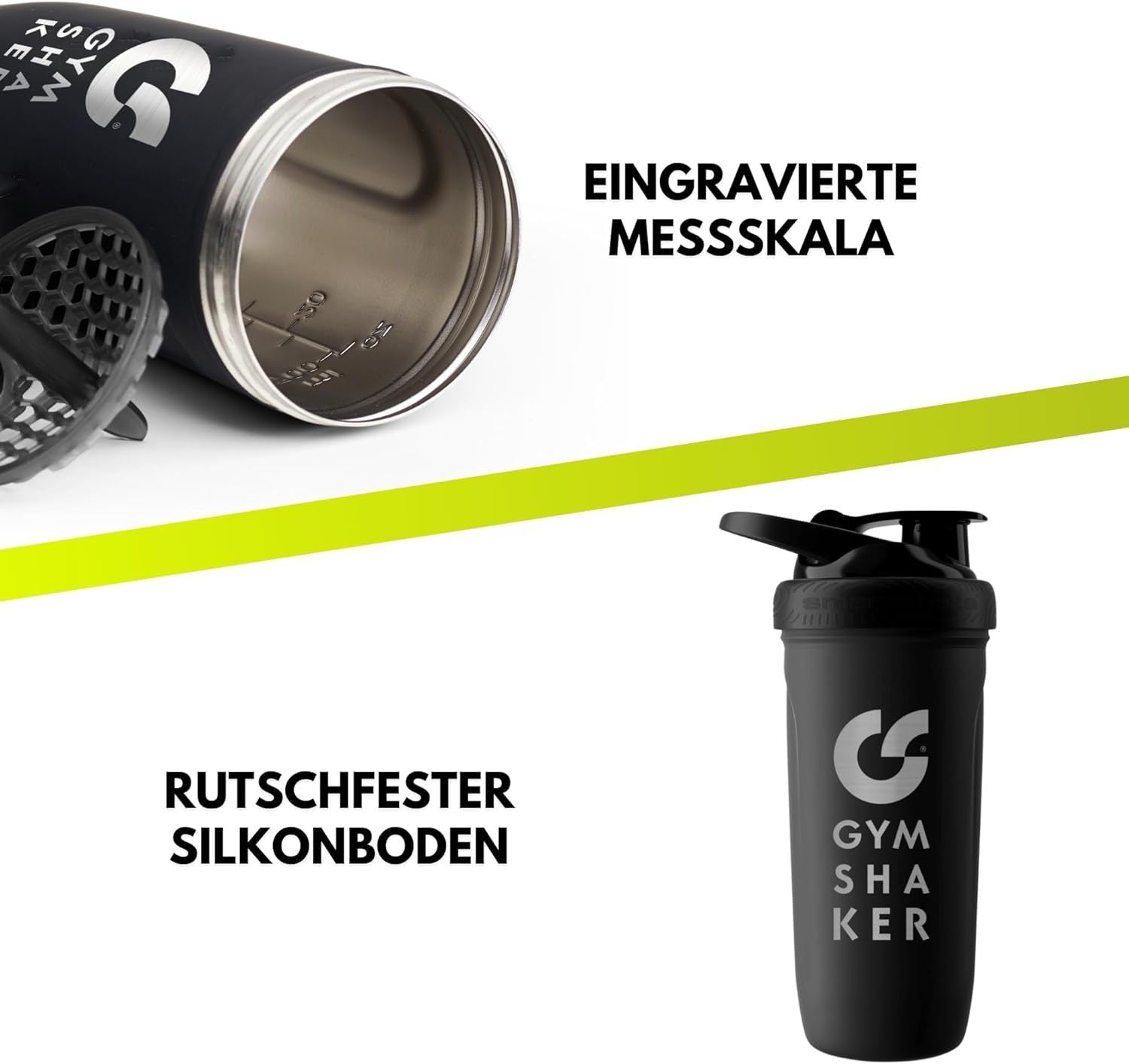 Edelstahl Protein Shaker, 900ml für cremige Shakes und Alltag – Detailansicht 21