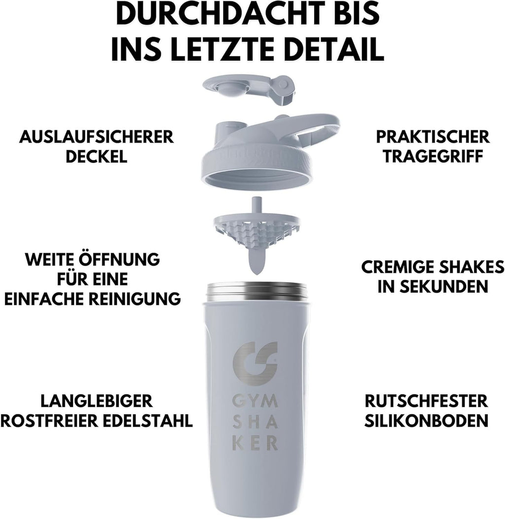 Edelstahl Protein Shaker, 900ml für cremige Shakes und Alltag – Detailansicht 29