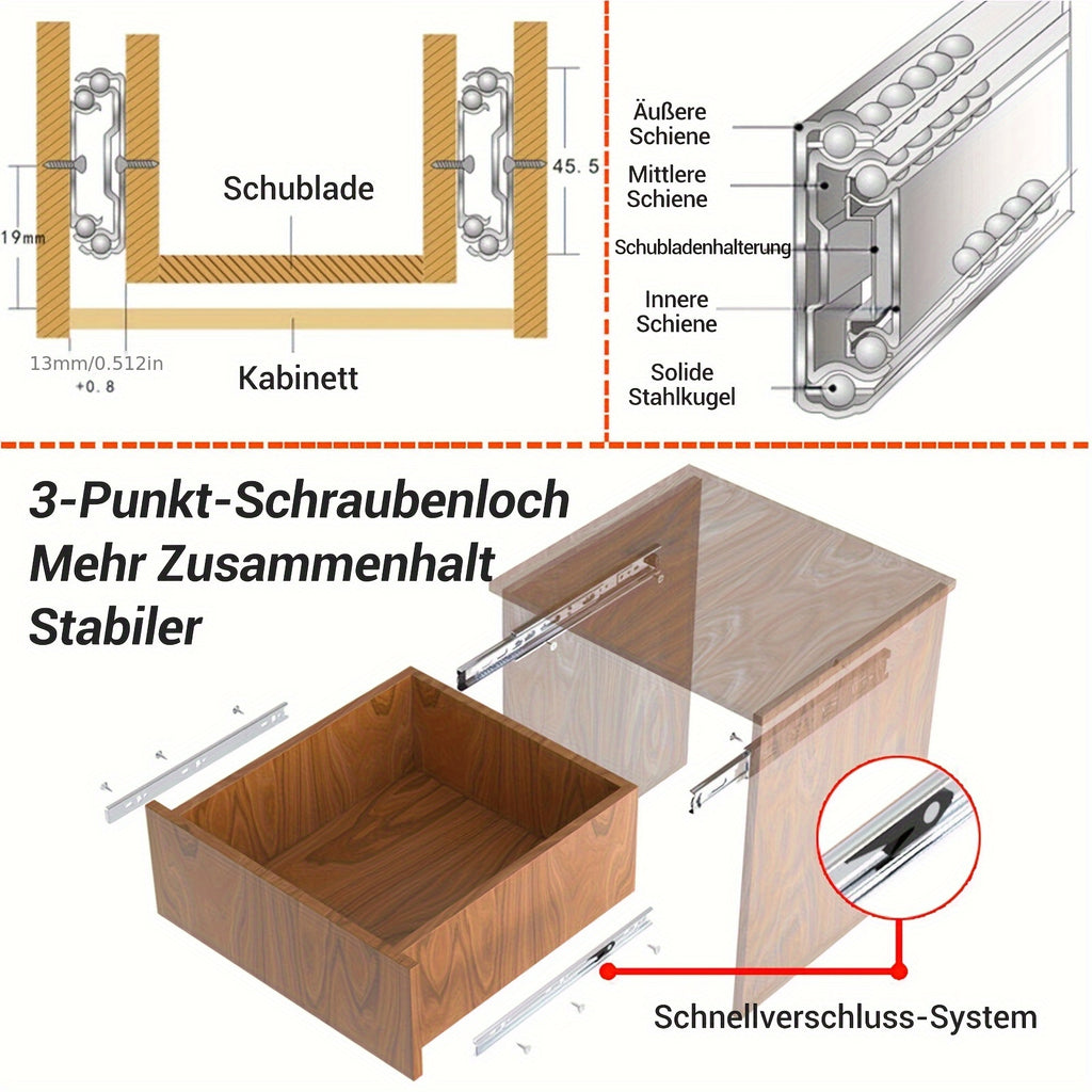 Edelstahl Seitlich Montierte Metallkugellager Voll, 2 Stück für Alltag und Zuhause – Detailansicht 8
