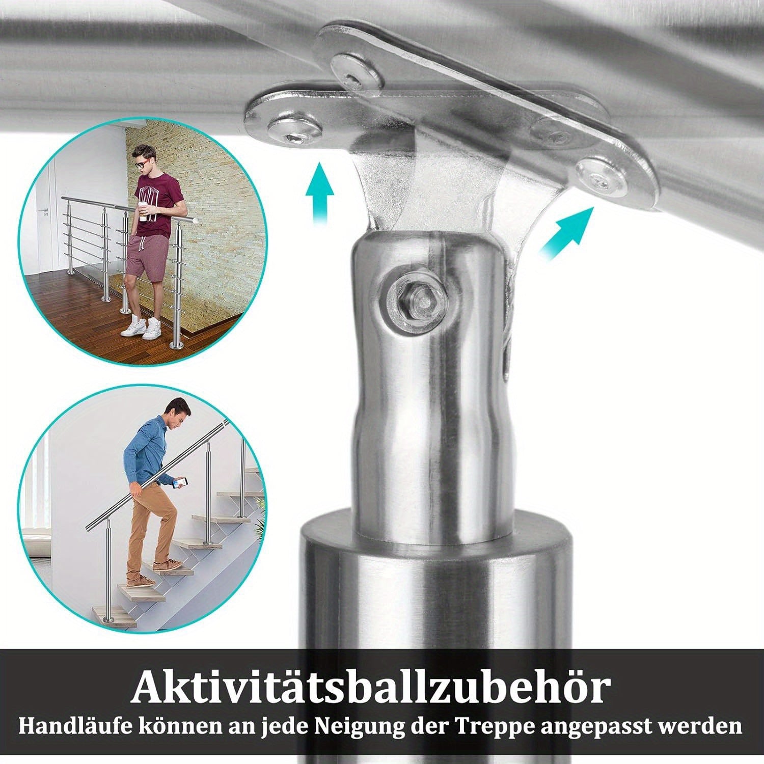 Edelstahl Treppengeländer Außen-Handlauf, 0 Querstange für Innen und Außenbereich – Detailansicht 6
