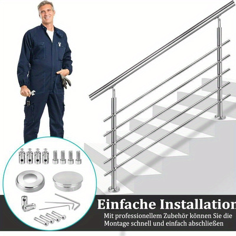 Edelstahl Treppengeländer Außen-Handlauf, 0 Querstange für Innen und Außenbereich – Detailansicht 11