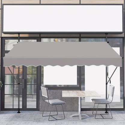 Klemmmarkise mit Kurbel, Breite, 200x120cm/ 250x120cm/ 300x120cm/ 350x120cm Balkonmarkise, Bohrfrei, Verstellbar, UV-Schutz, Dunkelgrau/Hellgrau