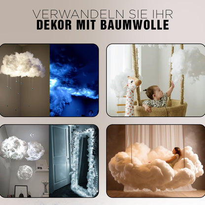 Heimtex Füllwatte - Waschbar & Allergikerfreundlich - Bastelwatte, Kissenfüllung & Füllmaterial für Kissen, Watte für Wolkendecke & DIY Projekte, 95°C Waschbar