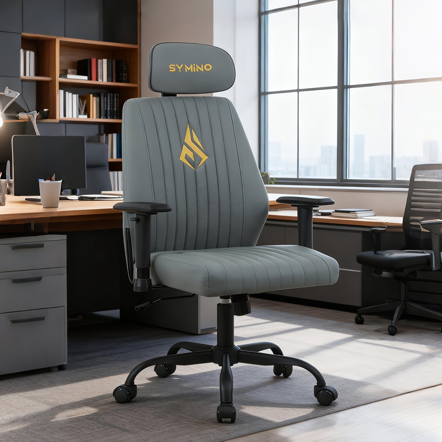 Symino Luxus Bürostuhl Ergonomischer Gaming Stuhl mit Schaukelfunktion und höhenverstellbarem Drehstuhl Gewichtskapazität: 150Kg Erhältlich in Natur- oder Kunstfell