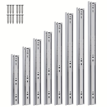 2 Stück Edelstahl Seitlich Montierte Metallkugellager Voll Ausziehbare Schubladen Schiebeleiste mit Soft Close, mit Kugellager Leistungsstarker Belastbarkeit, Bequemer Verriegelung, Leise und Geschmeidig, Einfache Aufbewahrung im Schrank, Stabil und Langl