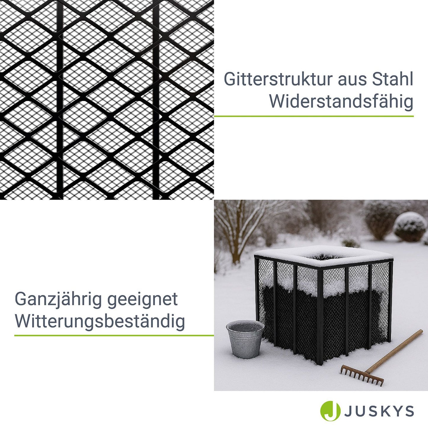 Metall Komposter , verzinkter & pulverbeschichteter Stahl, wetterfest, Belüftung durch Gitterrahmen, schnelles Kompostieren