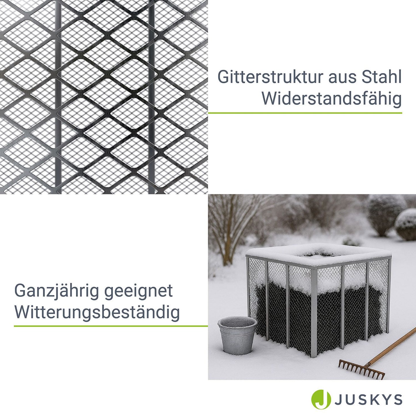 Metall Komposter , verzinkter & pulverbeschichteter Stahl, wetterfest, Belüftung durch Gitterrahmen, schnelles Kompostieren