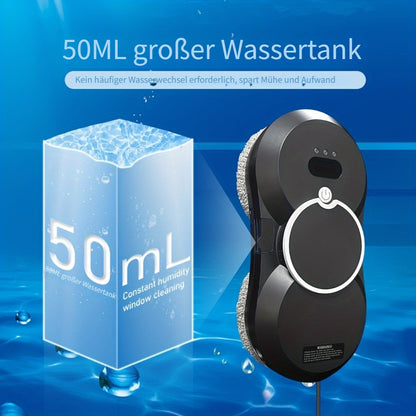 Puruikai 10 Weihnachten Neues Produkt Lokale Lagerung Smart Fensterputzroboter, Erhältlich in Schwarz und Weiß, Automatischer Sprüh-Ferngesteuerter Fensterputzroboter, Leistungsstarke Saugkraft mit Anti-Fall-Sicherheit, Spart Zeit und Mühe für die Fenster