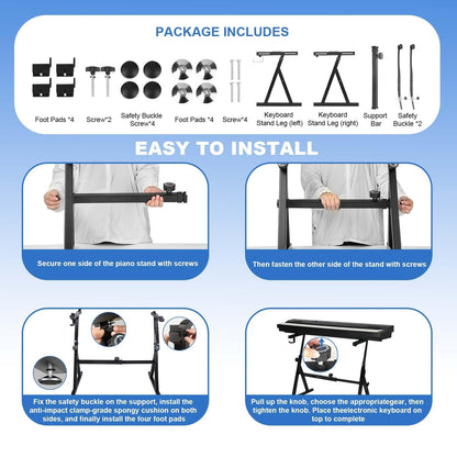 Robustes, verstellbares Z-Style-Tastenbrett-Stativ für digitale Klaviere, stabiles, zusammenklappbares Design mit Fußstütze, ideal für Home Studio, Reisen oder Lagerung, hohe Tragfähigkeit, unverzichtbares Musikgerät