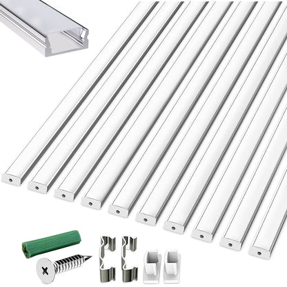 10 Stücke 1m Lichtkanäle aus Aluminiumlegierung, sSchiene Leiste Profile für LED-Lichtstreifen für moderne Häuser und Büros