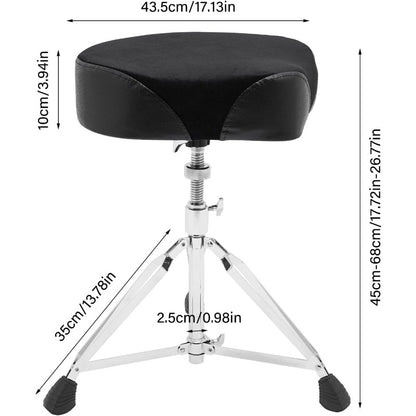 Klappbarer Trommelhocker mit dreieckiger Basis, tragbar mit doppelten Stützbeinen, rutschfester Fußsattel, höhenverstellbarer Trommelsitz, dicker Sitz, geeignet für Musikklassen, Friseursalons usw