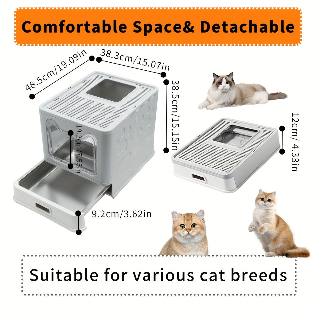 Eine Katzenbox aus Edelstahl, Grau für Haustiere und Zuhause – Hauptansicht